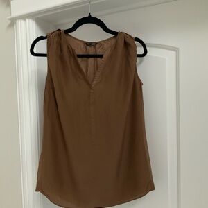 Massimo Dutti Tan silk Sleeveless Blouse